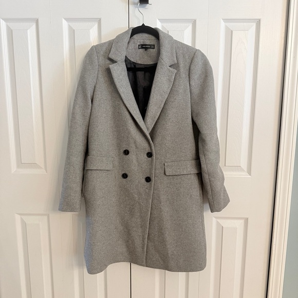 Zara Gray Pea Coat - Picture 1 of 6